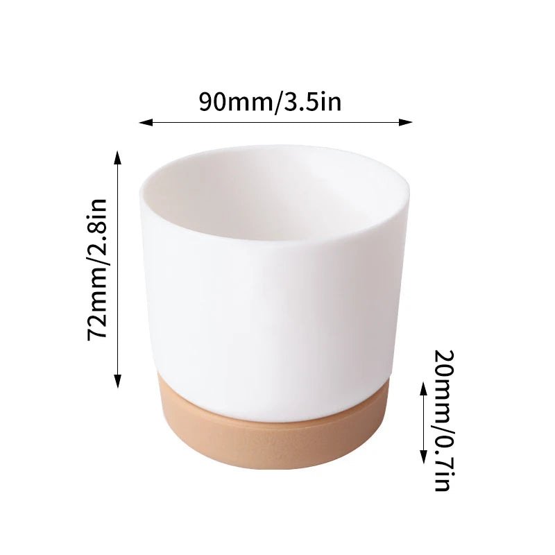 Large/Small Succulent Planter Imitation Ceramic Plastic Flower Pot Cylinder Flower Pots for Cactus with Drainage Hole Pots Plant