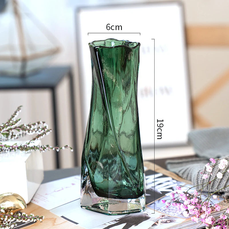 European Style Creative Geometric Glass Vase Living Room Water Planting Flower Arrangement, Vase Table Decoration Ornaments