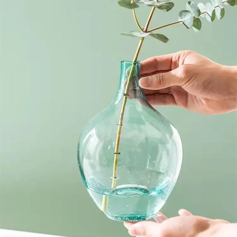 Hanging Clock Vase Simple Big Belly Glass Vase Home Living Room Flower Arrangement Hydroponic Floor Transparent Large Vase Black