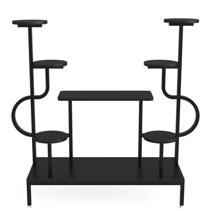 Tribesigns 8-Tier Metal Plant Stand, Large Tall Plant Shelf for Multiple Plants, round & Square Boards, Wood Indoor Ladder Holde