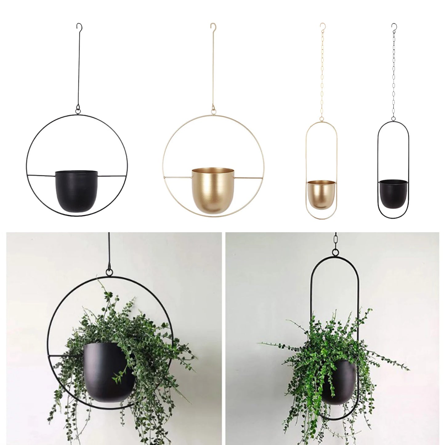 Metal Hanging Planter Basket Wall Ceiling Flowerpot Decorative Balcony