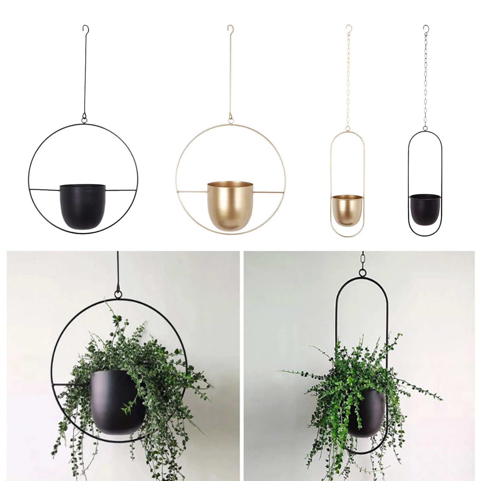 Metal Hanging Planter Basket Wall Ceiling Flowerpot Decorative Balcony