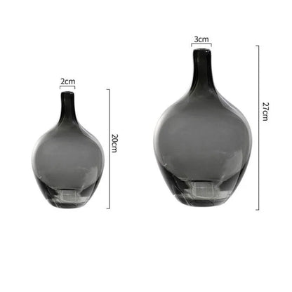 Hanging Clock Vase Simple Big Belly Glass Vase Home Living Room Flower Arrangement Hydroponic Floor Transparent Large Vase Black