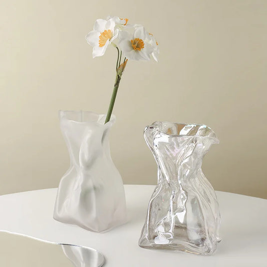 Colorful Frosted Glass Small Vase High-Grade Sense Ornament Living Room Dining Table Flower Decoration Flower