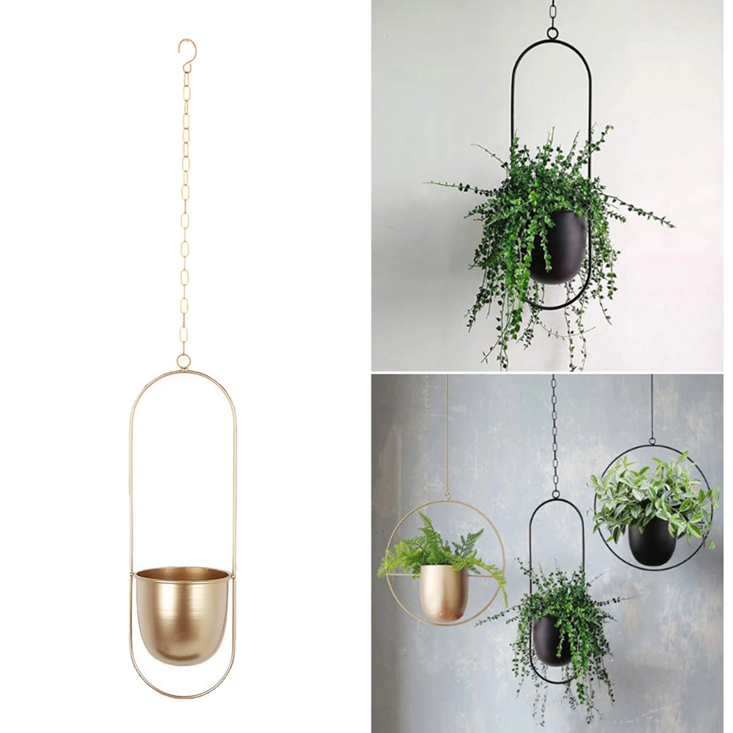 Metal Hanging Planter Basket Wall Ceiling Flowerpot Decorative Balcony