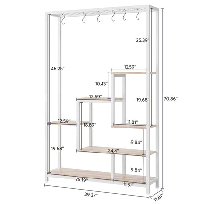 Tribesigns Plant Stand 5 Tier, 180 Cm Tall Plant Stand Indoor, Metal Flower Shelf with 10 PC S Hanging Hooks, Flower Stand