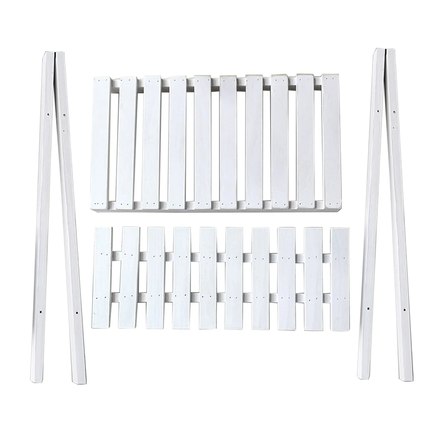Wooden Plant Stand Rugged and Durable Double-Layer Trapezoidal Design Household 2 Tier Foldable Flower Pot Display Shelf Rack