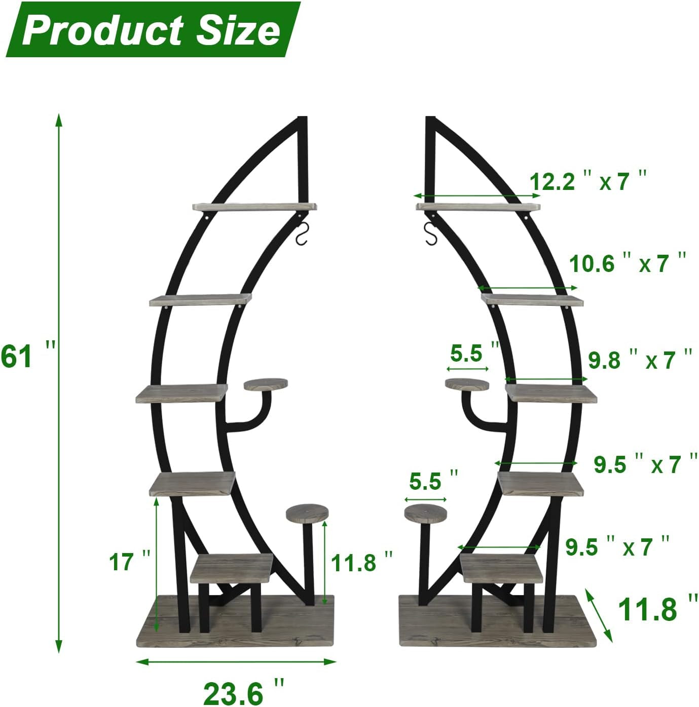 Metal Plant Stand Flower Planter Rack Pot Holder Multi-Layer Plant Display Shelf Organizer Curved Plant Stands for Multiple Plants