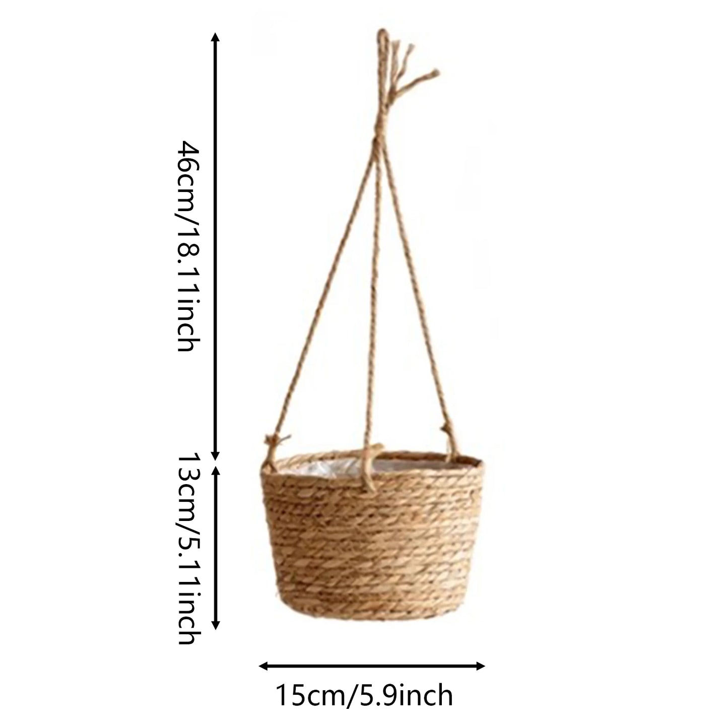 Natural Seagrass Hanging Planter Basket Set Indoor Plant Pots Boho Decor Plant Pot Cover Flower Pots Home Garden Decoration FU