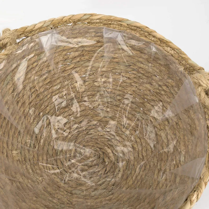 Natural Seagrass Hanging Planter Basket Set Indoor Plant Pots Boho Decor Plant Pot Cover Flower Pots Home Garden Decoration FU
