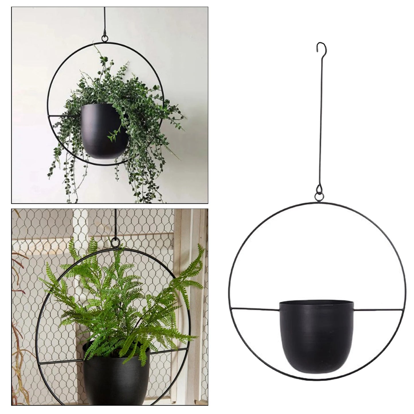 Metal Hanging Planter Basket Wall Ceiling Flowerpot Decorative Balcony
