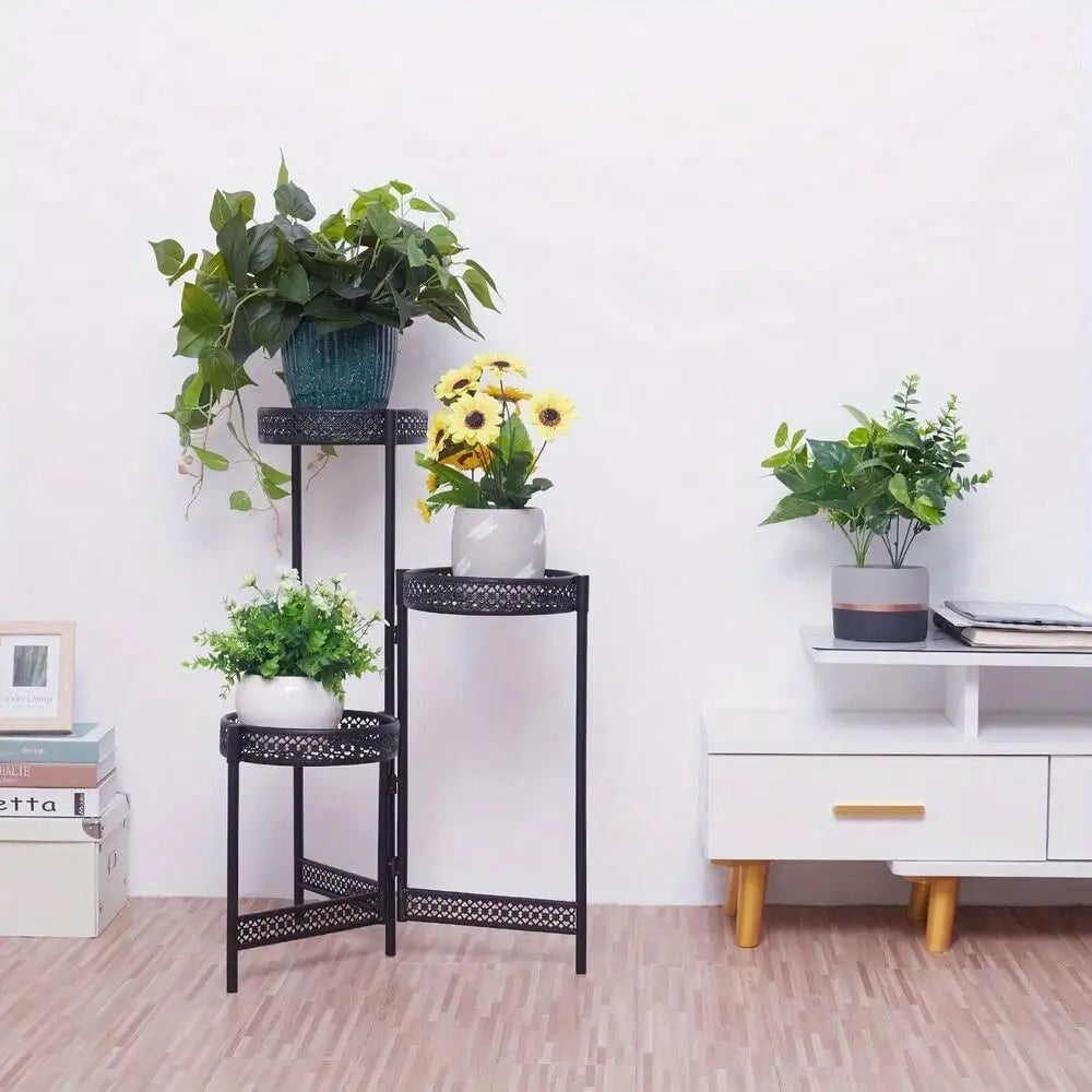Plant Stand Garden Planter Metal Flower Pot Rack Corner Shelving Indoor Outdoor