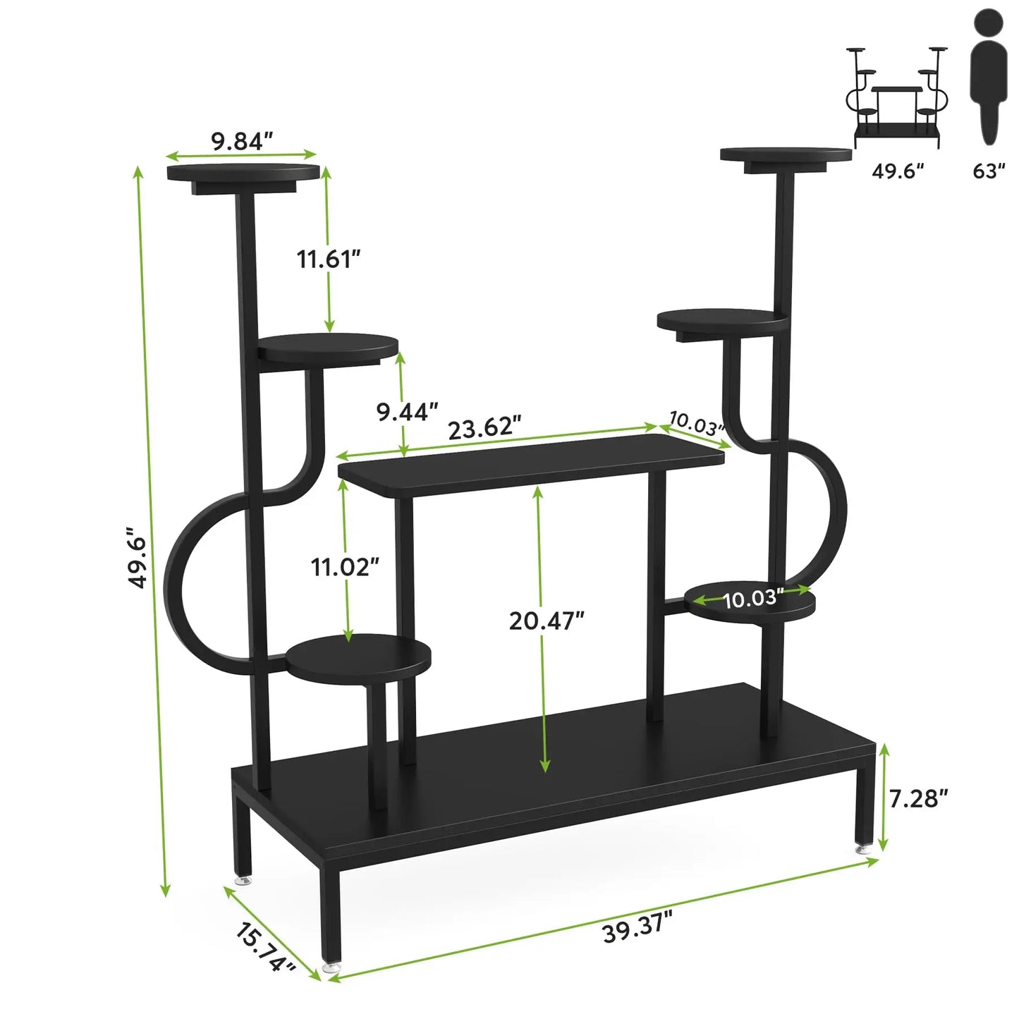 Tribesigns 8-Tier Metal Plant Stand, Large Tall Plant Shelf for Multiple Plants, round & Square Boards, Wood Indoor Ladder Holde