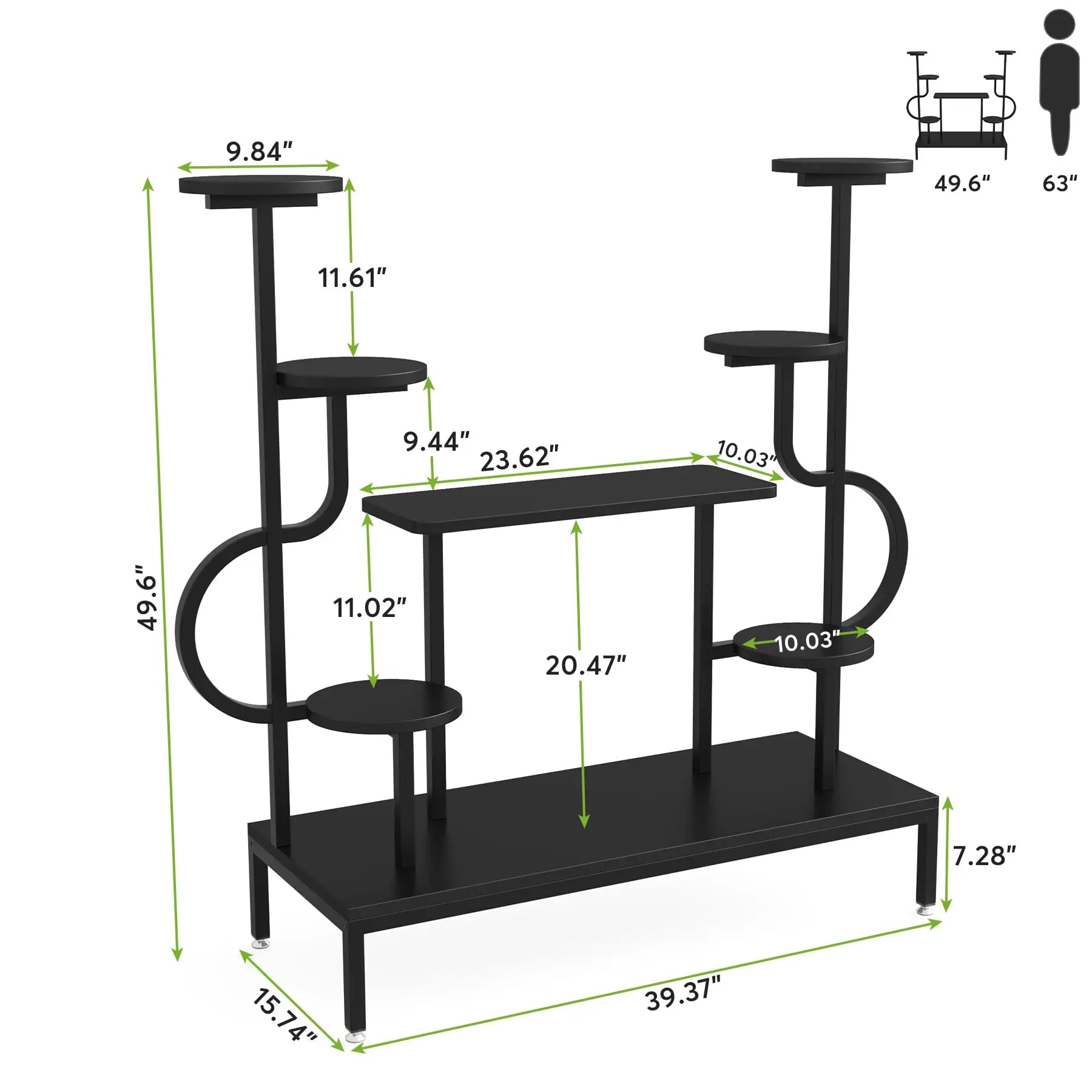 Tribesigns 8-Tier Metal Plant Stand, Large Tall Plant Shelf for Multiple Plants, round & Square Boards, Wood Indoor Ladder Holde