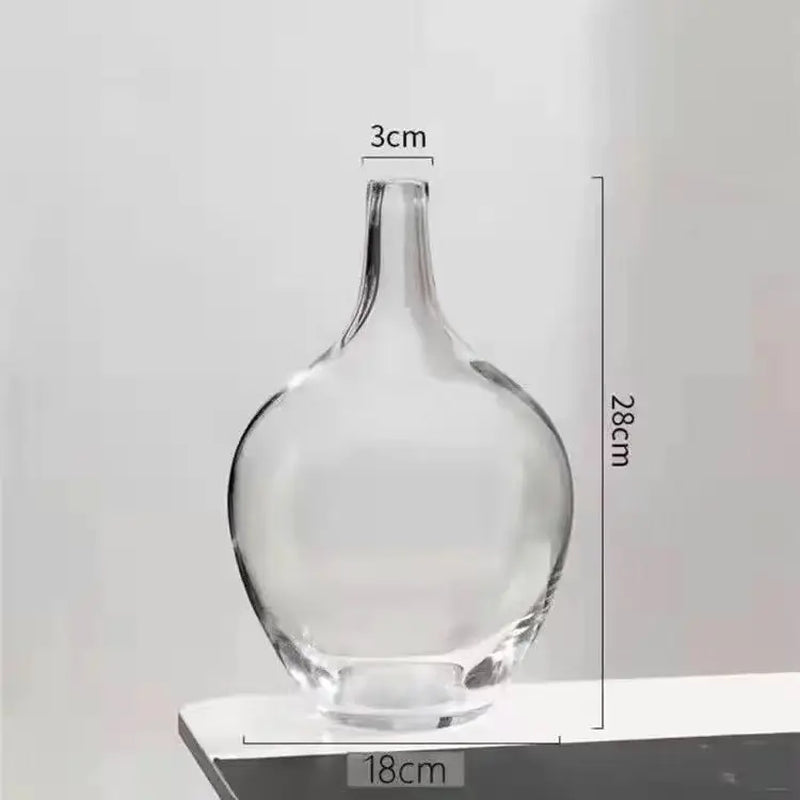 Hanging Clock Vase Simple Big Belly Glass Vase Home Living Room Flower Arrangement Hydroponic Floor Transparent Large Vase Black