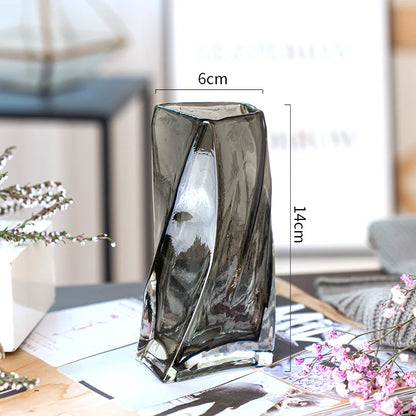 European Style Creative Geometric Glass Vase Living Room Water Planting Flower Arrangement, Vase Table Decoration Ornaments