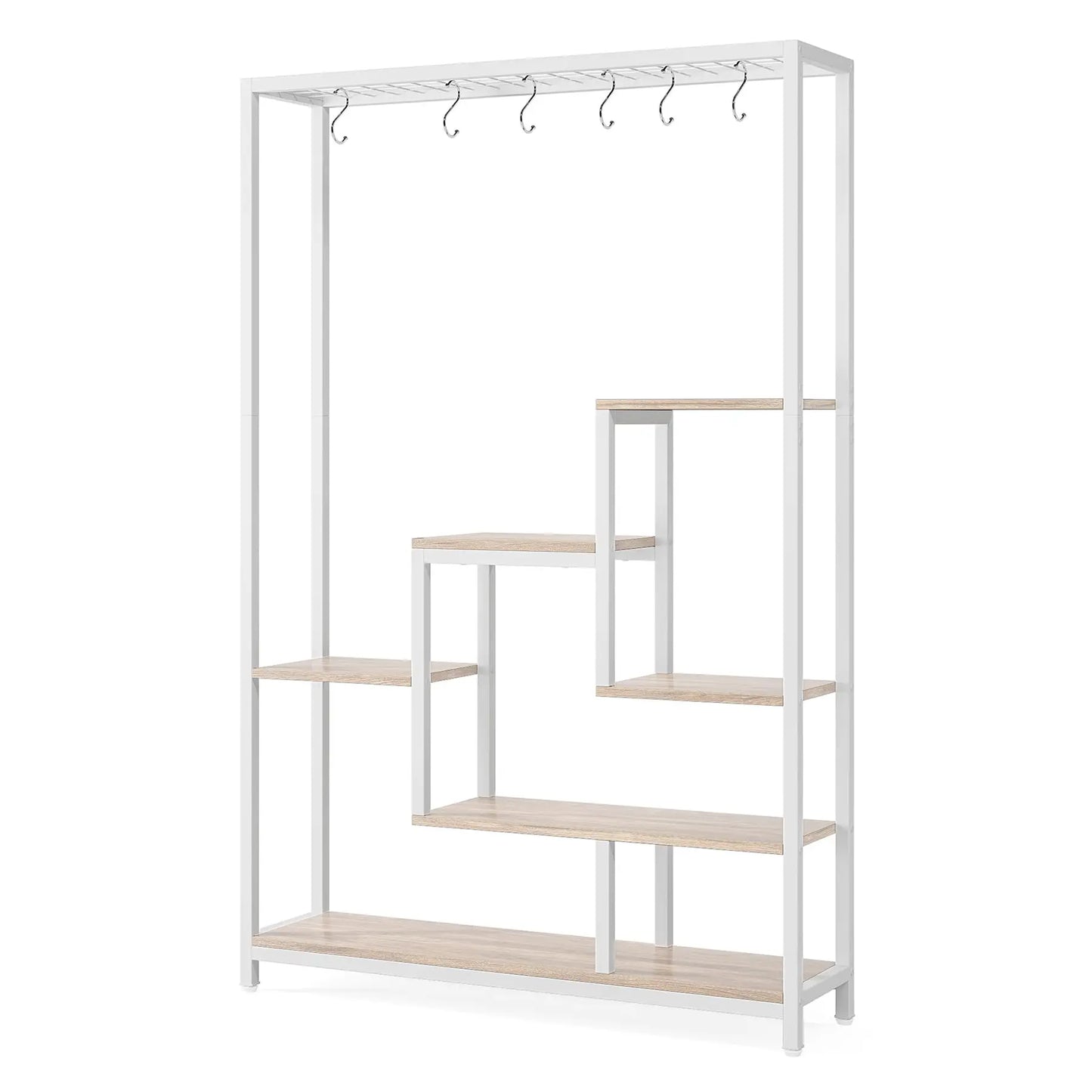 Tribesigns Plant Stand 5 Tier, 180 Cm Tall Plant Stand Indoor, Metal Flower Shelf with 10 PC S Hanging Hooks, Flower Stand