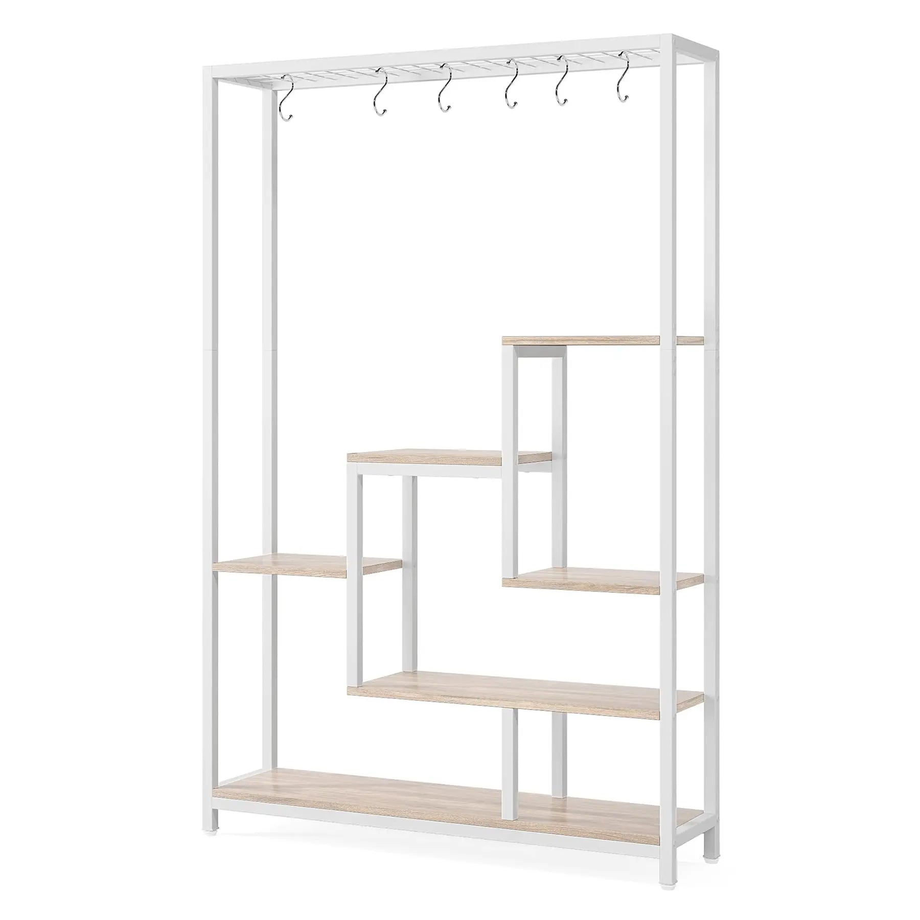 Tribesigns Plant Stand 5 Tier, 180 Cm Tall Plant Stand Indoor, Metal Flower Shelf with 10 PC S Hanging Hooks, Flower Stand