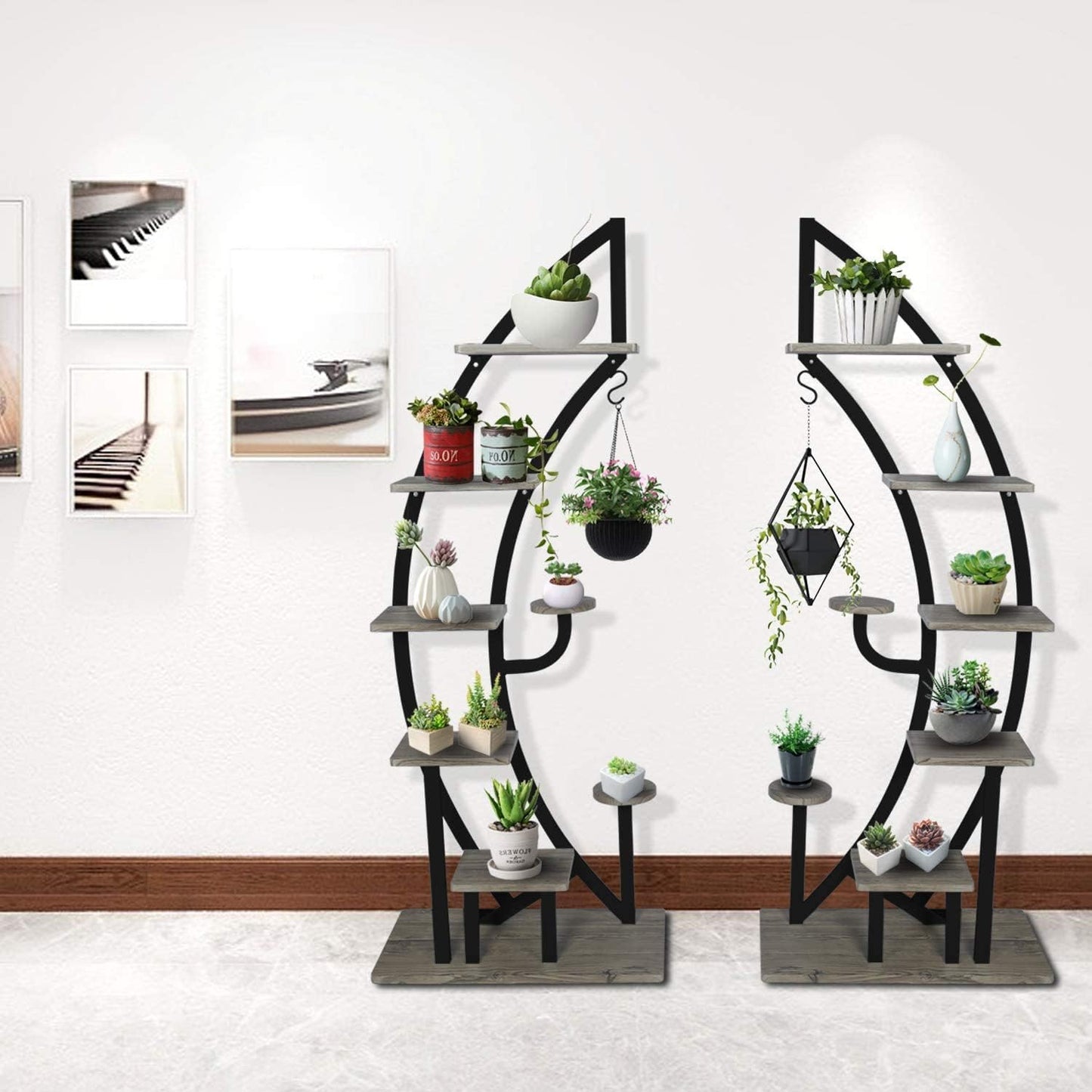 Metal Plant Stand Flower Planter Rack Pot Holder Multi-Layer Plant Display Shelf Organizer Curved Plant Stands for Multiple Plants