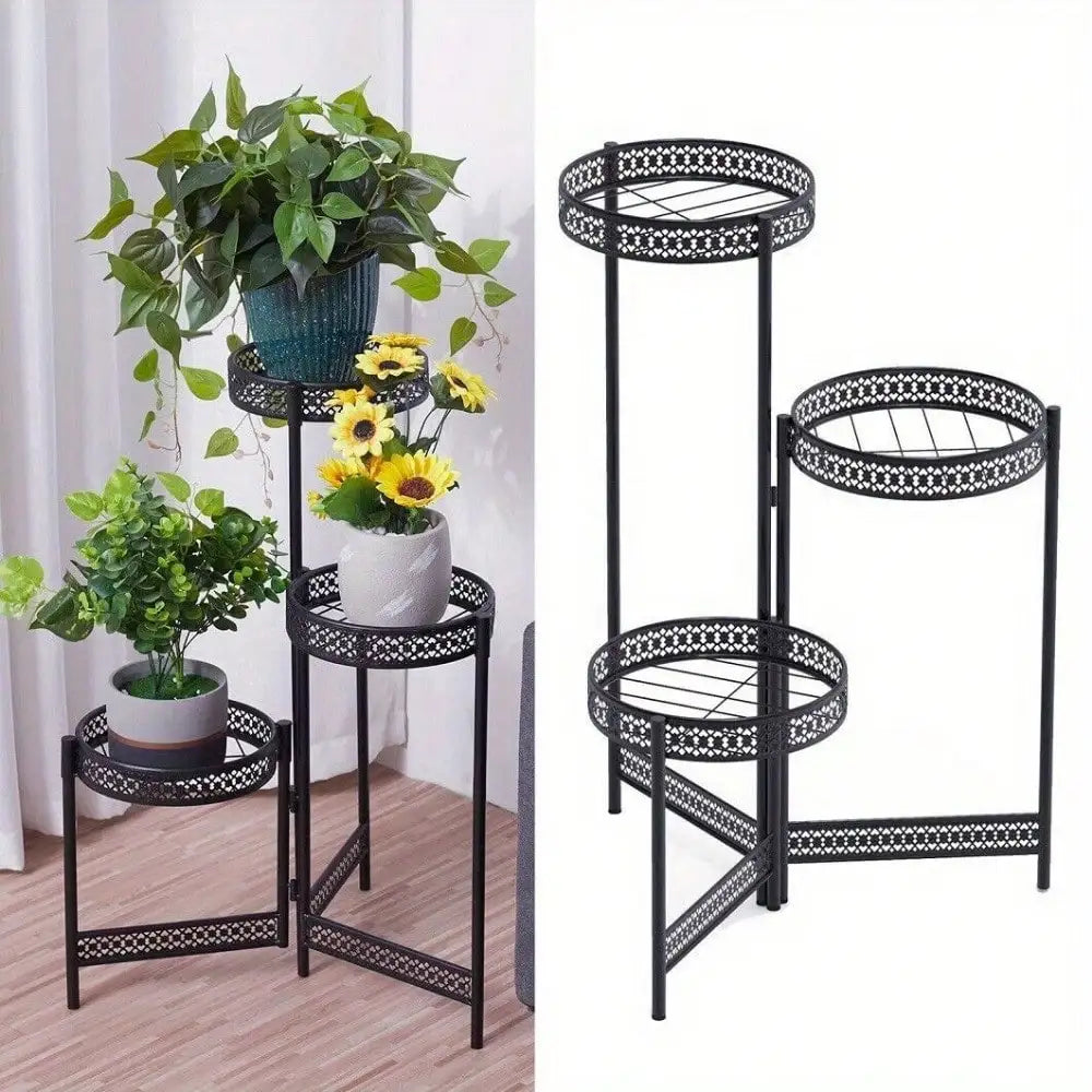Plant Stand Garden Planter Metal Flower Pot Rack Corner Shelving Indoor Outdoor