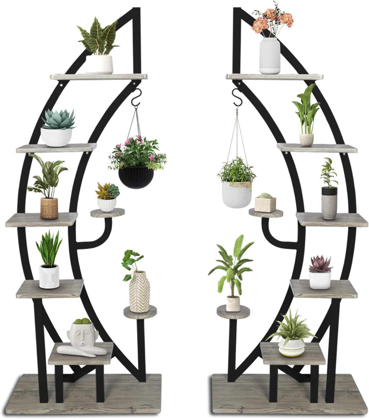 Metal Plant Stand Flower Planter Rack Pot Holder Multi-Layer Plant Display Shelf Organizer Curved Plant Stands for Multiple Plants
