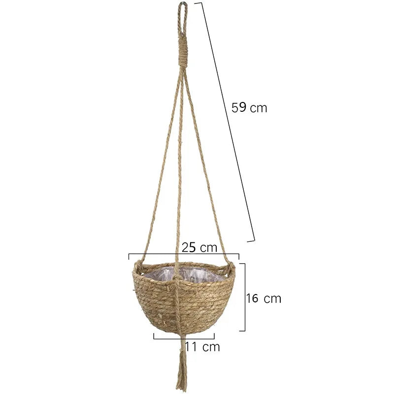 Natural Seagrass Hanging Planter Basket Set Indoor Plant Pots Boho Decor Plant Pot Cover Flower Pots Home Garden Decoration FU