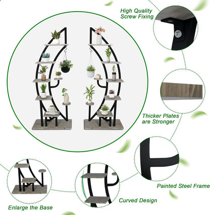 Metal Plant Stand Flower Planter Rack Pot Holder Multi-Layer Plant Display Shelf Organizer Curved Plant Stands for Multiple Plants