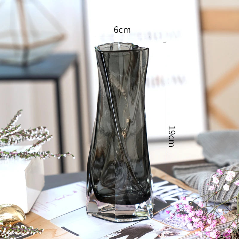 European Style Creative Geometric Glass Vase Living Room Water Planting Flower Arrangement, Vase Table Decoration Ornaments